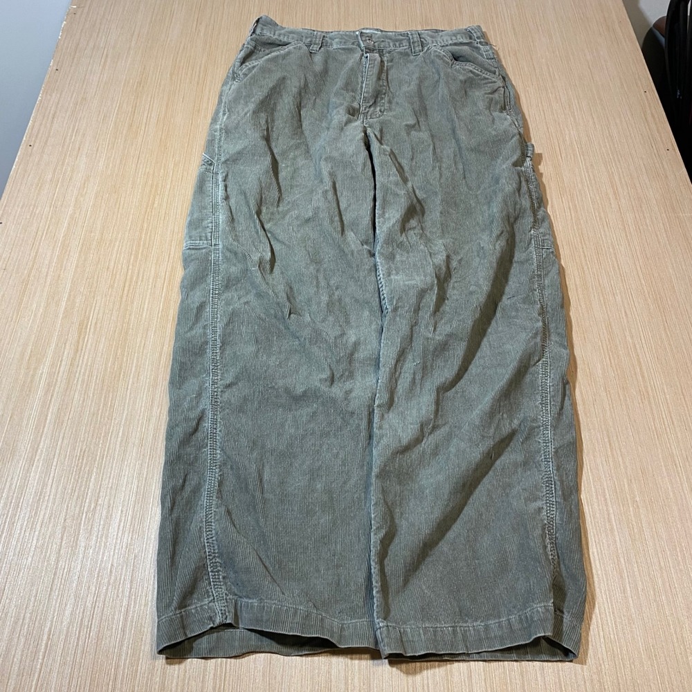Canyon River Blues Mens Corduroy Carpenter Pants Green 32x30 Utility Wide Leg